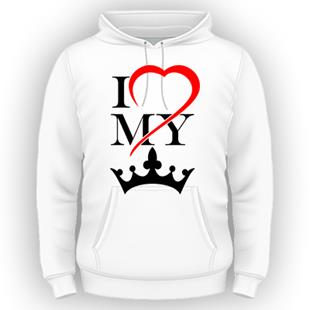 Love King&Queen unisex kapucnis pulóver - Fehér
